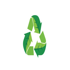 A recycle symbol with leaf textures inside the arrows, representing environmental sustainability and eco-friendly practices.