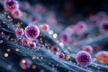 Microscopic view of bacteria in a liquid environment