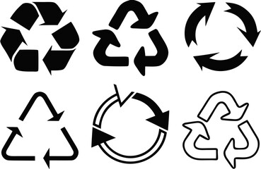 Recycle signs. Recycle arrow collection. Recycling icon set. Vector illustration 