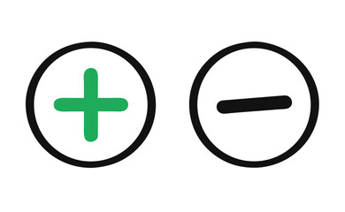 Fototapeta premium Plus and minus sign set. Vector illustration 