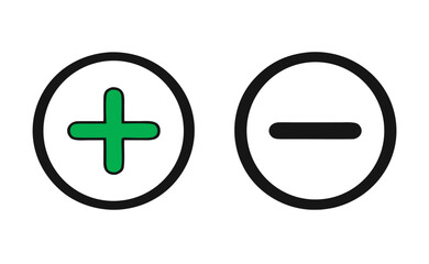Plus and minus sign set. Vector illustration 