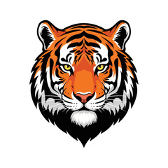 Tiger Head Vector Illustration, Wild Animal Face Mascot Design