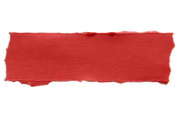 Single Red Torn Paper Tape Piece on Background adhesive strip isolated on a transparent background