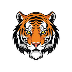 Tiger Head Vector Illustration, Wild Animal Face Mascot Design
