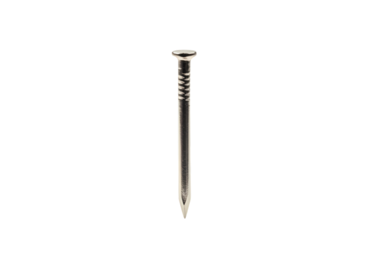 Closeup of a Single Clear Plastic Nail or Pin Against a Black Background isolated on transparent background