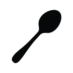 Black spoon silhouette on white background for design elements and art