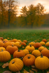 pumpkins in a field