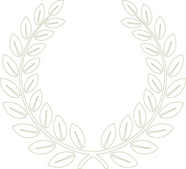 Simple Olive Green Wreath with Leaves Outline on Transparent Background Icon Isolated