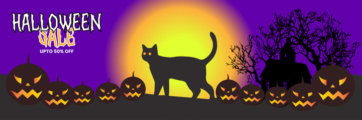 Halloween Night Celebration Banner or social media post design