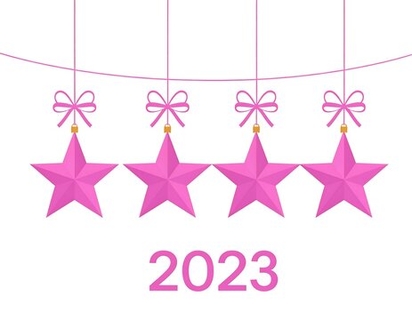 Pink stars, bows, 2023 - Powered by Adobe