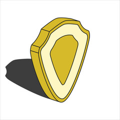 Clean Golden Shield Vector Icon for cybersecurity, data protection, antivirus software, digital defense systems. Perfect for security logos, tech apps, firewall graphics, safety symbols, UI design.