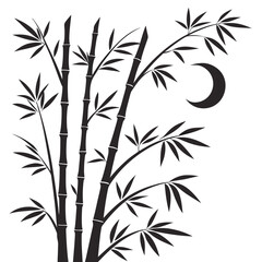 Bamboo grove with moonlight silhouette