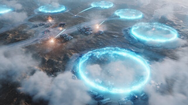 Futuristic battlefield conflict