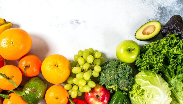 Colorful array of fresh fruits and vegetables - Powered by Adobe