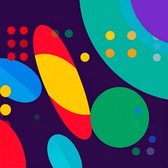 Abstract shapes in vibrant colors on a dark background