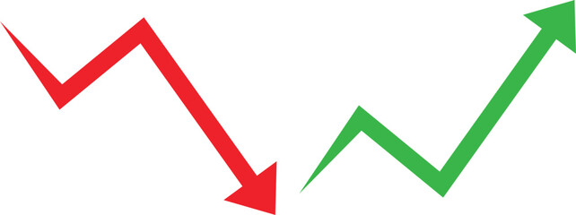 Stock market trend up and down arrows