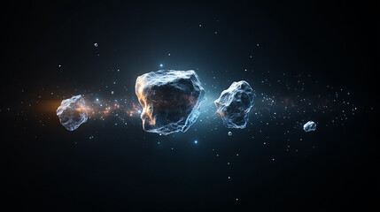 Realistic Asteroids in Deep Space with Stars and Cosmic Glow