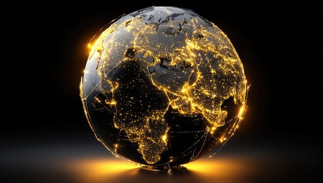 Illuminated globe showcasing global connectivity