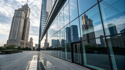 reflection of architecture on modern office building