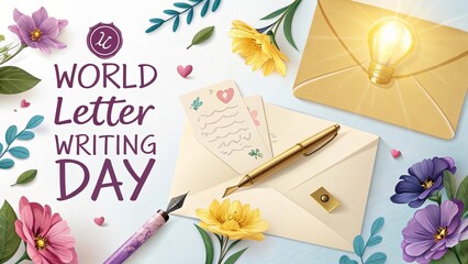 World Letter Writing Day, Beautiful artistic scene celebrating world letter writing with creativity and imagination.