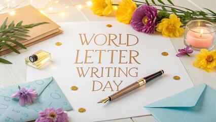 World Letter Writing Day, Celebration of international letter writing day with artistic imagination and vintage charm.