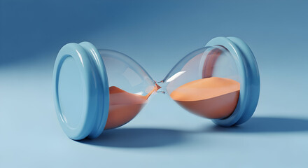 Hourglass with clock countdown. Business, time and deadline concept. 3d render illustration
