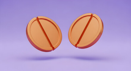 3d Coins motion on purple background, coin icon symbol. 3d render illustration