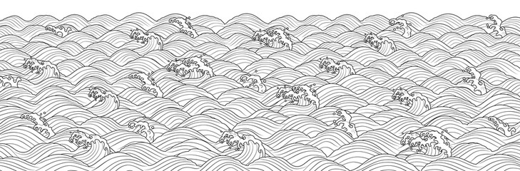 Korean traditional design, sea wave pattern, transparent background for compositing, oriental traditional image, Chinese, Japanese pattern 한국 전통 문양