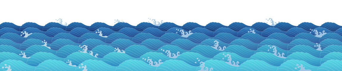 Korean traditional design, sea wave pattern, transparent background for compositing, oriental traditional image, Chinese, Japanese pattern 한국 전통 문양