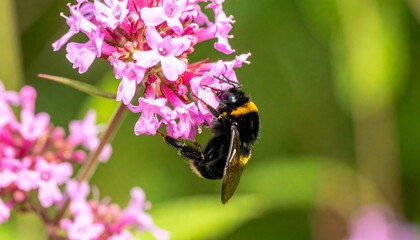 Bumblebee pollinating flower in garden