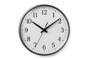  clock with glossy white face and black hands, isolated on transparent background, photorealistic PNG