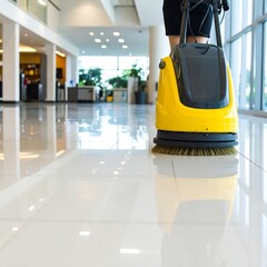 Commercial cleaning with automated floor polisher