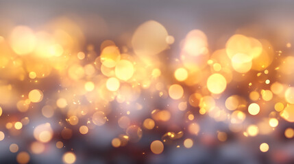 Obraz premium Shiny orange and white bokeh background. Festive holiday light celebration. Glitter sparkle effect design for bright event.