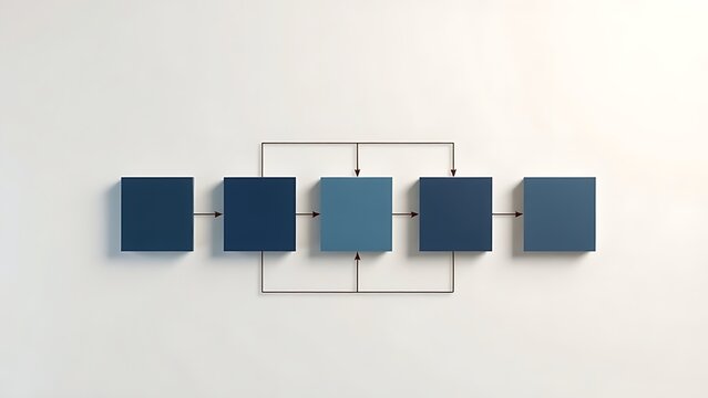 Modern geometric flow diagram on neutral background, representing business efficiency and optimization.
