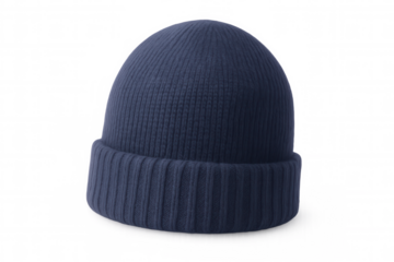 Warm and stylish blue beanie perfect for cold weather, isolated on transparent background, ready for your designs