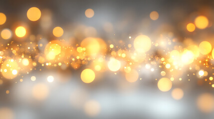Shiny orange and white bokeh background. Festive holiday light celebration. Glitter sparkle effect design for bright event.