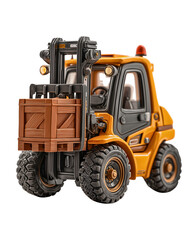 Fototapeta premium Forklift's Labor: A rugged forklift confidently lifts a wooden crate with precision and strength, an icon of the industry.