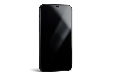 Naklejka premium Black smartphone with reflective blank screen representing mobile communication, digital apps, modern technology, and online connectivity