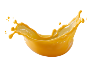 An elegant, abstract splash of orange liquid in a smooth, flowing wave. Isolated on a grey background, it's a dynamic element for modern designs.