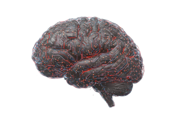 Futuristic brain circuitry showcasing artificial intelligence innovation, neural network technology, and advanced cognitive computing power for scientific research