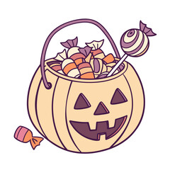 Cute Pumpkin Candy Bowl Vector Filled with Halloween Sweets and Lollipops


Pumpkin Candy Vector, Halloween Candy Bowl, Cute Halloween Treat Illustration