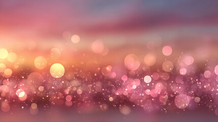 Abstract background with glowing bokeh lights. Dynamic particle effect. Festive celebration or romantic event concept for invitation.