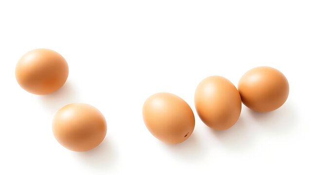 Fresh brown eggs on a white background, emphasizing simplicity and natural food.