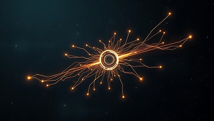 Surreal glowing quantum circuit floating in cosmic void, representing boundless computational potential.