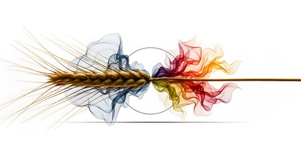 Obraz premium Wheat Ear with Colorful Smoke Swirls grain agriculture