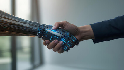  Futuristic technology and human-robot collaboration.