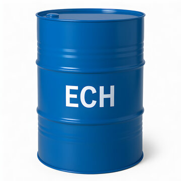 Blue barrel with ech label isolated on white background