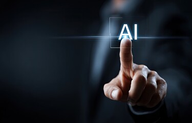 Person activating AI interface with a finger