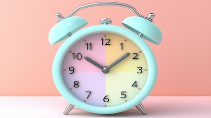 Pastel alarm clock showing time