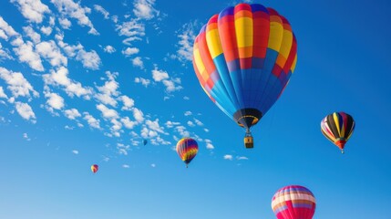 Obraz premium Colorful Balloons Floating Over Summer Skies